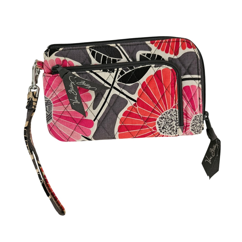 Vera Bradley Wristlet Wallet Floral Quilted Zip Around Clutch